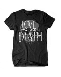 LOVE AND DEATH GREY SKULL T-SHIRT